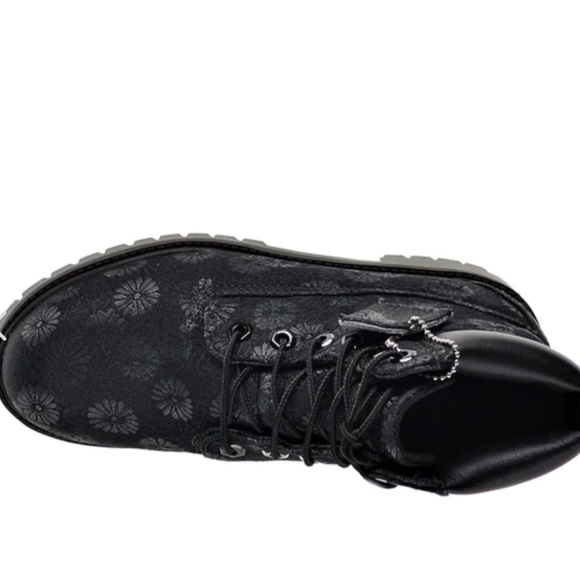 Girls Timberland 6 Inch Classic Black Floral Boots - Picture 3 of 9